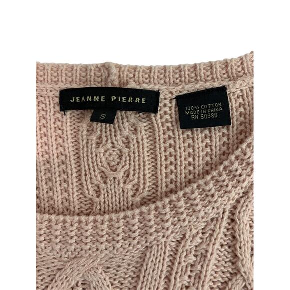 Small Jeanne Pierre Womens Pink Cable Knit Cotton Sweater - Picture 9 of 9